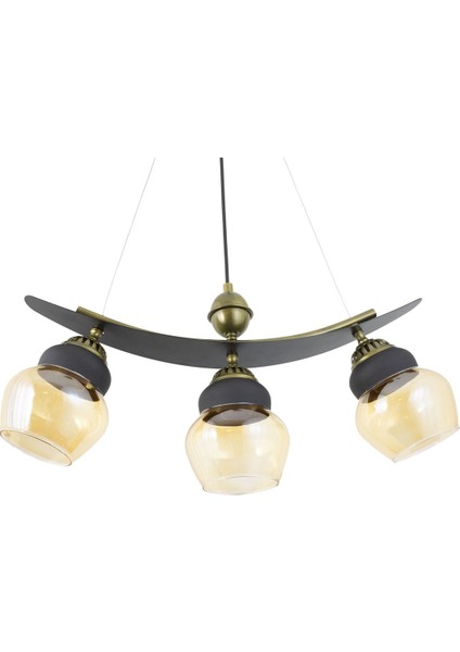 Üçlü Modern Tarz Kayık Model Metal Camlı Sarkıt Avize