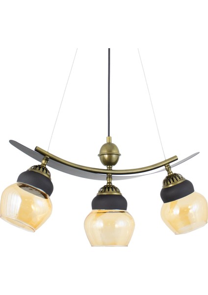 Üçlü Modern Tarz Kayık Model Metal Camlı Sarkıt Avize