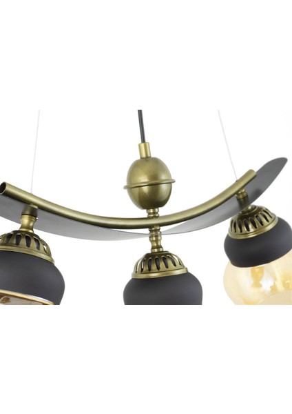 Üçlü Modern Tarz Kayık Model Metal Camlı Sarkıt Avize
