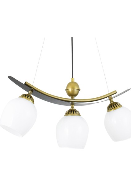 Üçlü Modern Tarz Kayık Model Metal Camlı Sarkıt Avize