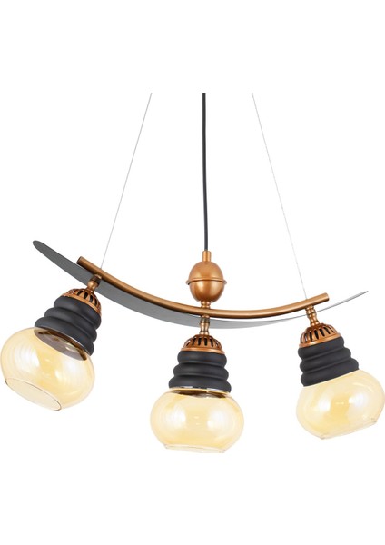 Üçlü Modern Tarz Kayık Model Metal Camlı Sarkıt Avize modelleri