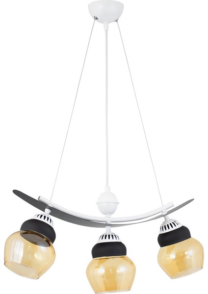 Üçlü Modern Tarz Kayık Model Metal Camlı Sarkıt Avize