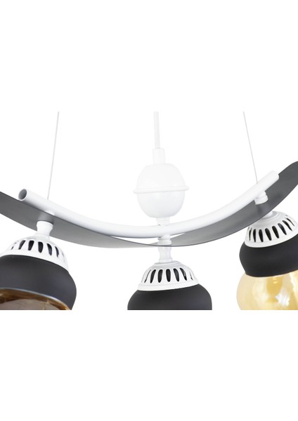 Üçlü Modern Tarz Kayık Model Metal Camlı Sarkıt Avize