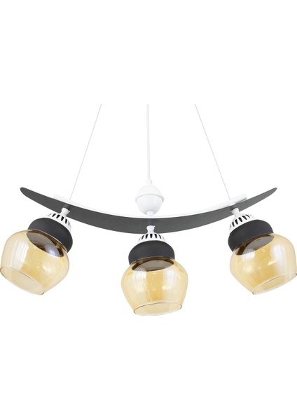 Üçlü Modern Tarz Kayık Model Metal Camlı Sarkıt Avize