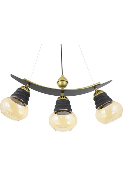 Üçlü Modern Tarz Kayık Model Metal Camlı Sarkıt Avize