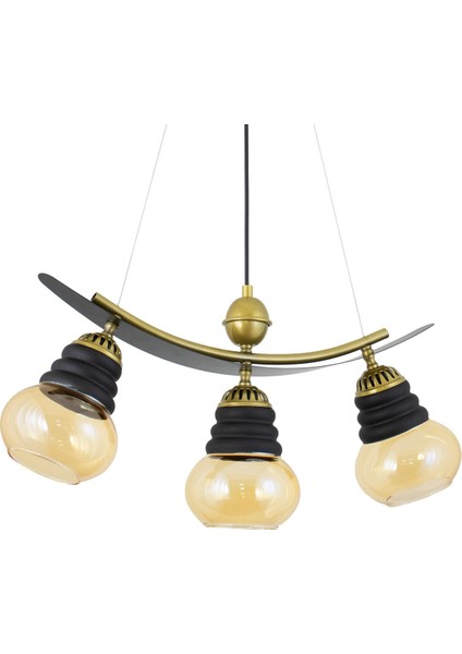 Üçlü Modern Tarz Kayık Model Metal Camlı Sarkıt Avize