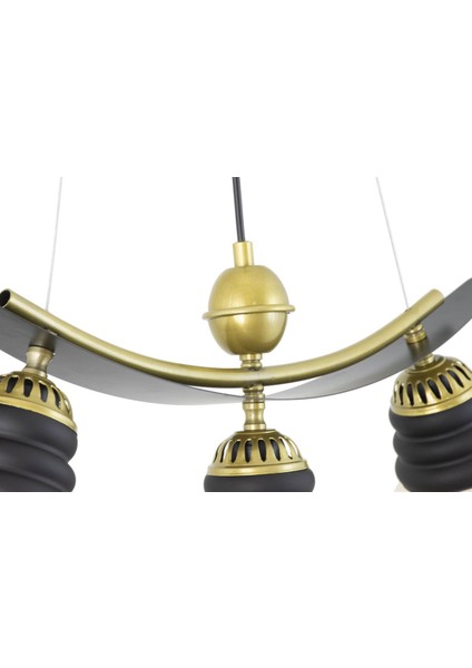 Üçlü Modern Tarz Kayık Model Metal Camlı Sarkıt Avize