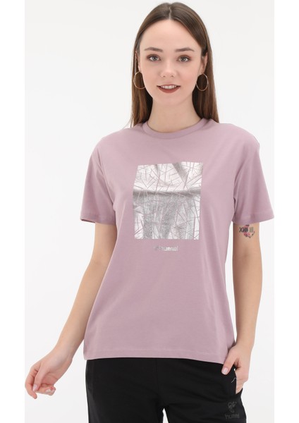 Calvina S/S Tee Yuvarlak Yaka Kısa Kollu Baskılı Mor Kadın Tişört