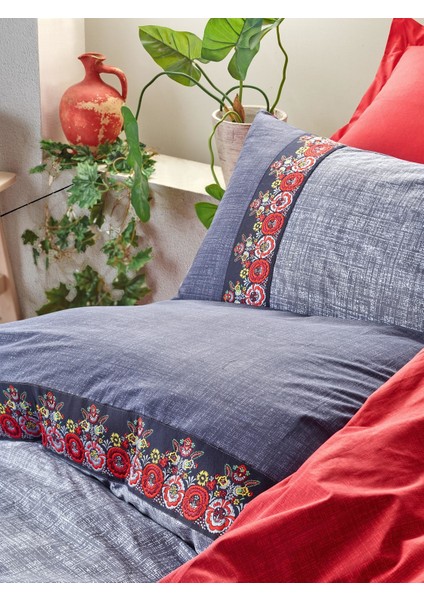 Folk Art Ranforce Çift Kişilik Nevresim Takımı Lacivert fiyatları