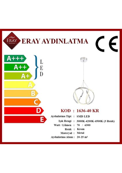 1666-40 Krom Led Avize(Beyaz Işık -Sarı Işık - Gün Işığı) fiyatları