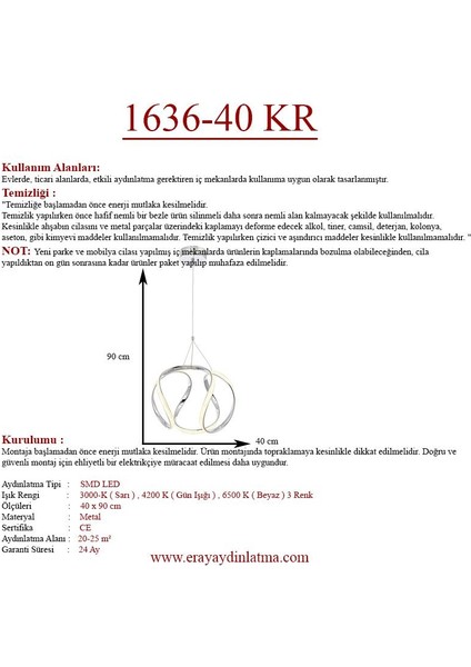 1666-40 Krom Led Avize(Beyaz Işık -Sarı Işık - Gün Işığı) modelleri