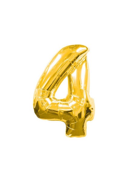 4 Rakamı Altın Folyo Balonu 16 Inch 40 cm