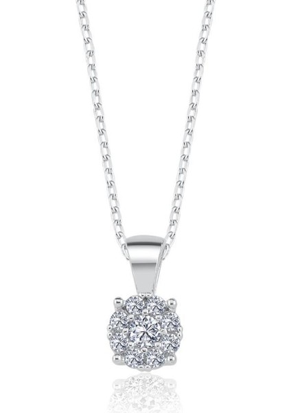 0.50 Karat Effective Diamond Koronet Tektaş Gümüş Kolye