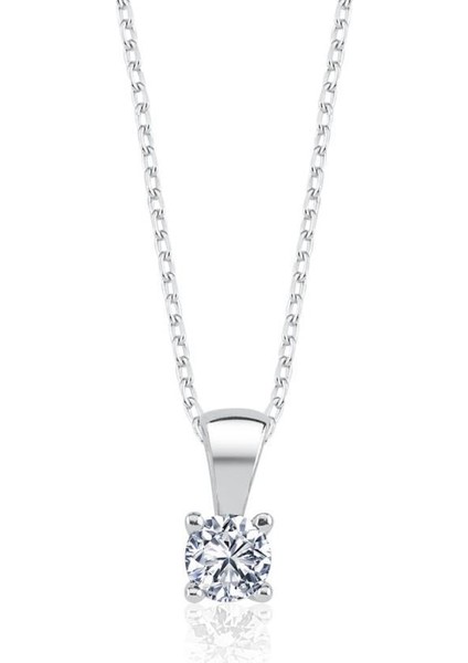 0.40 Karat Effective Diamond Işıltılı Dokunuş Tektaş Gümüş Kolye