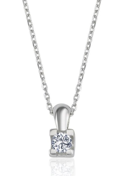 Swarovski Zirconia 0.20 Karat U Model Tektaş Gümüş Kolye