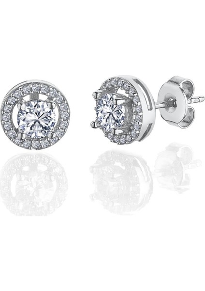 1.00 Karat Effective Diamond Büyülü Işıltı Tektaş Gümüş Küpe