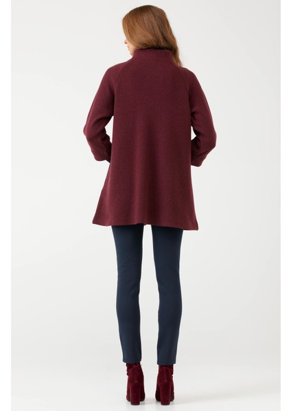 Agraflı Yaka ve Kol Detaylı Kadın Ceket - Bordo modelleri