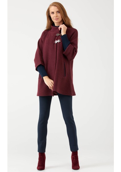 Agraflı Yaka ve Kol Detaylı Kadın Ceket - Bordo indirimleri