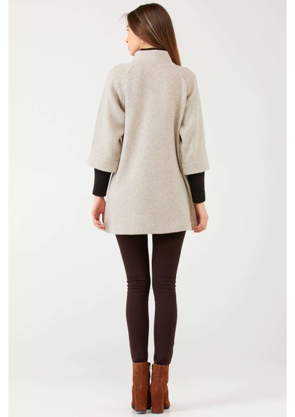 Agraflı Yaka ve Kol Detaylı Kadın Ceket - Vizon fırsatları