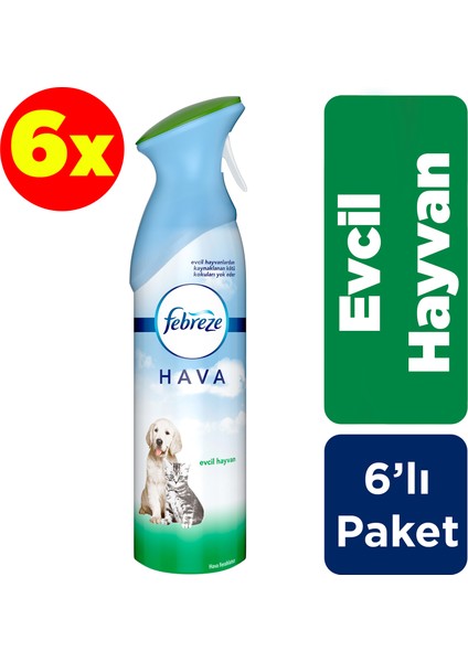 Hava Ferahlatıcı Sprey Oda Kokusu Evcil Hayvan 300 ml 6'lı Paket