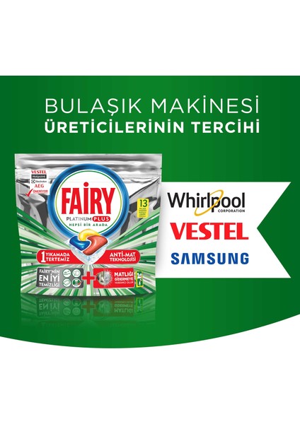 Platinum Plus 60 Yıkama + Fairy Platinum 430 ml Sıvı Bulaşık Deterjanı Limon + Sünger