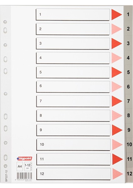 PP Seperatör 1-12 Rakamlı 25'li Kutu