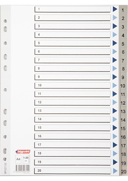 PP Seperatör 1-20 Rakamlı 15'li Kutu