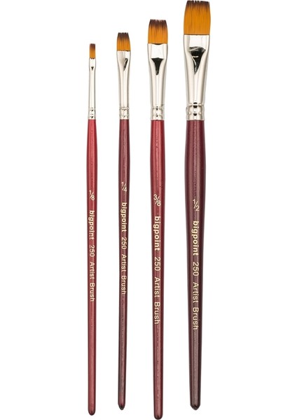 250 Serisi Sentetik Kıl Düz Kesik Fırça No: 1/2 12'li Kutu