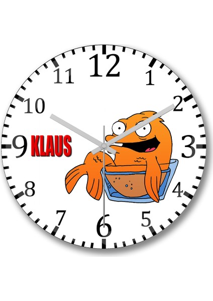 American Dad Klaus The Fish Duvar Saati Bombeli Gercek Cam