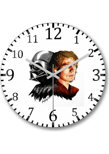 Anakin Skywalker Duvar Saati Bombeli Gercek Cam