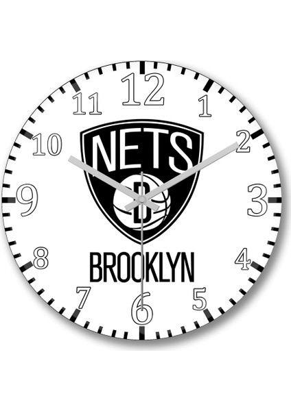 Brooklyn Nets Duvar Saati Bombeli Gercek Cam