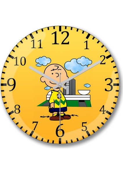 Charlie Brown Duvar Saati Bombeli Gercek Cam