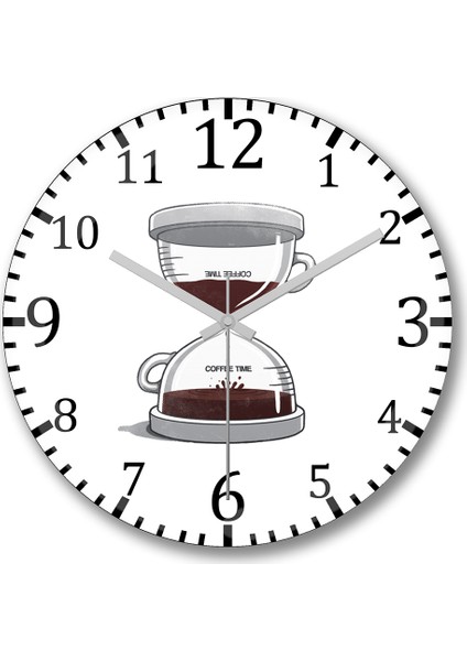Coffee Time Duvar Saati Bombeli Gercek Cam