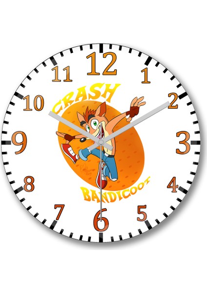 Crash Bandicoot Duvar Saati Bombeli Gercek Cam
