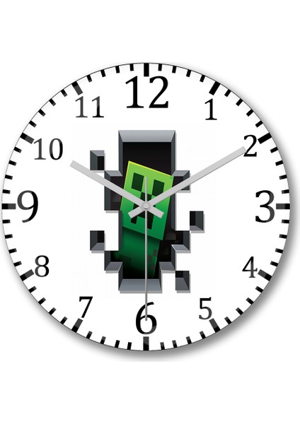 Creeper Minecraft Duvar Saati Bombeli Gercek Cam