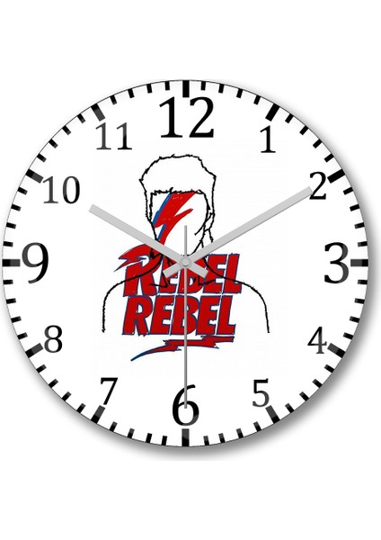 David Bowie Rebel Rebel Duvar Saati Bombeli Gercek Cam