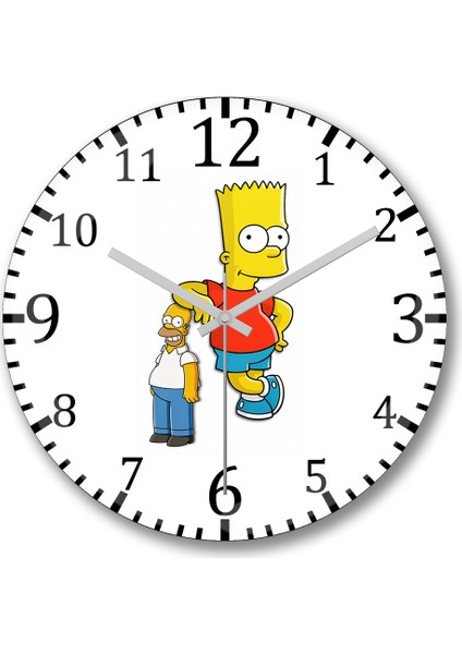 Família Simpsons Duvar Saati Bombeli Gercek Cam