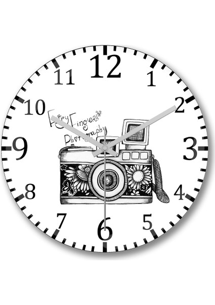 Fotografçı Duvar Saati Bombeli Gercek Cam