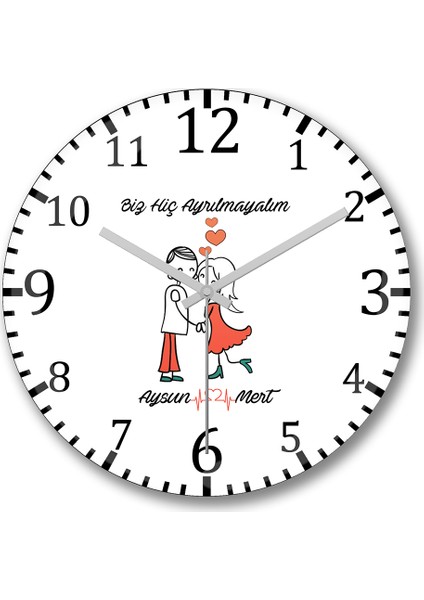 Kişiye Özel Ellerimi Hiç Bıakma Duvar Saati Bombeli Gercek Cam