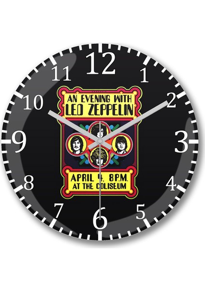 Led Zeppelin Duvar Saati Bombeli Gercek Cam