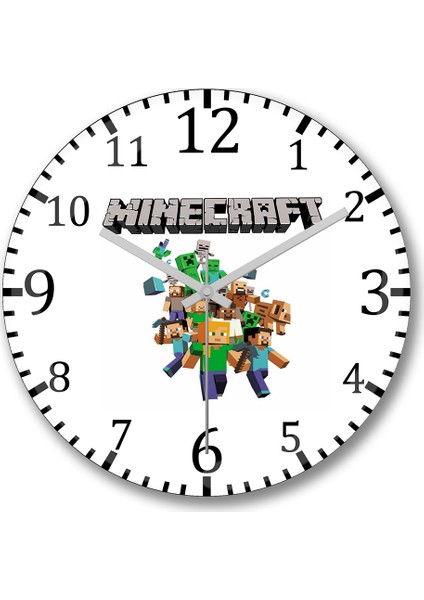 Minecraft Duvar Saati Bombeli Gercek Cam