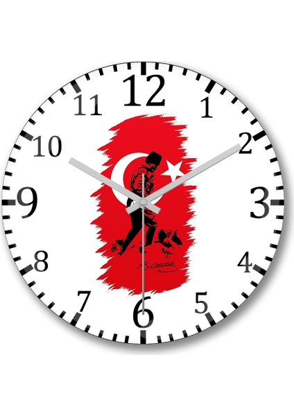 Mustafa Kemal Atatürk 4 Duvar Saati Bombeli Gercek Cam