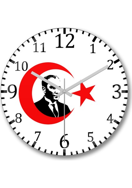 Mustafa Kemal Atatürk1 Duvar Saati Bombeli Gercek Cam