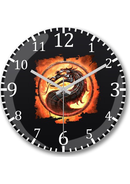 Scorpion Mortal Kombat Game Duvar Saati Bombeli Gercek Cam
