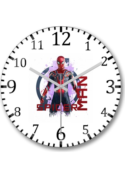 Spider Man Face Duvar Saati Bombeli Gercek Cam