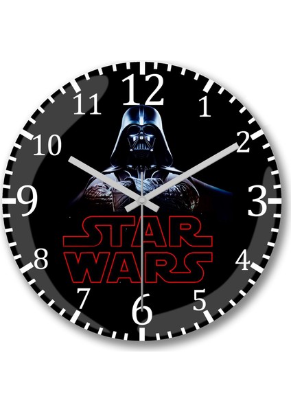 Star Wars Darth Wader Sessiz Duvar Saati Bombeli Gercek Cam---Ücr