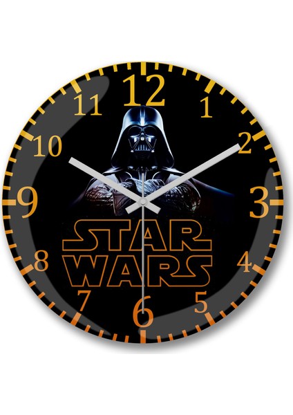 Star Wars Darth Wader Sessiz Duvar Saati Bombeli Gercek Cam--Ücre