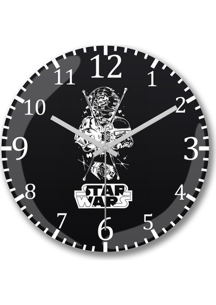 Star Wars5 Duvar Saati Bombeli Gercek Cam