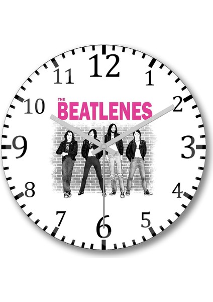 The Beatles 04 Duvar Saati Bombeli Gercek Cam