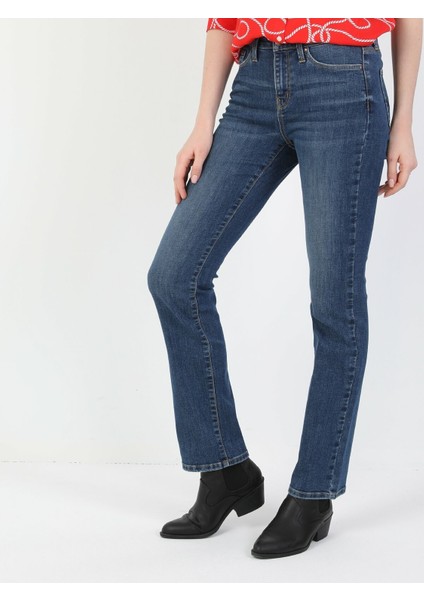 Colins 792 MILA Orta Bel Düz Paça Regular Fit Mavi Kadın Jean Pantolon